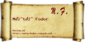 Máté Fodor névjegykártya