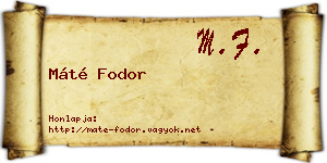 Máté Fodor névjegykártya